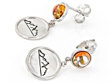 Pre-Owned Spiny Oyster Shell Rhodium Over Silver Earrings