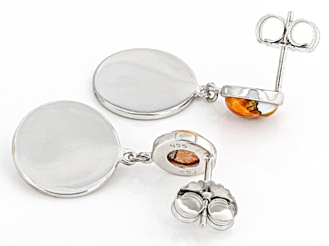 Pre-Owned Spiny Oyster Shell Rhodium Over Silver Earrings