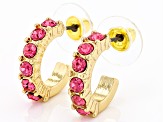 Pre-Owned Multi-Color Crystal Gold Tone Set of 7 Huggie Earrings