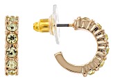 Pre-Owned Multi-Color Crystal Gold Tone Set of 7 Huggie Earrings