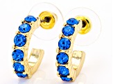 Pre-Owned Multi-Color Crystal Gold Tone Set of 7 Huggie Earrings