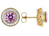 Pre-Owned Pink And Colorless Moissanite 14k Yellow Gold Over Silver 4.56ctw DEW.