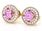 Pre-Owned Pink And Colorless Moissanite 14k Yellow Gold Over Silver 4.56ctw DEW.