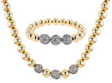 Pre-Owned Gold Tone White Crystal Bracelet and Necklace Set