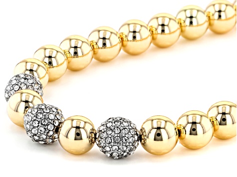 Pre-Owned Gold Tone White Crystal Bracelet and Necklace Set