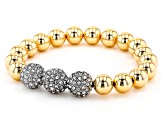 Pre-Owned Gold Tone White Crystal Bracelet and Necklace Set