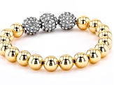 Pre-Owned Gold Tone White Crystal Bracelet and Necklace Set