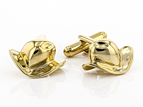 Pre-Owned Mens 18k Yellow Gold Over Sterling Silver Cowboy Hat Cufflinks