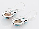 Pre-Owned Spiny Oyster Shell With Turquoise Rhodium Over Sterling Silver Earrings