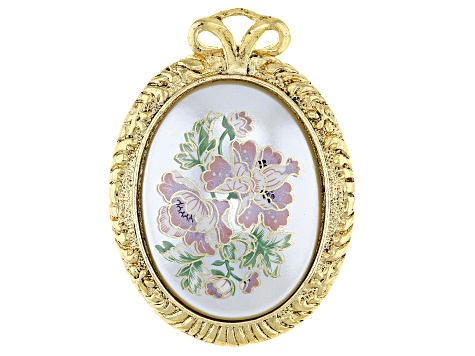 Pre-Owned Pearl Simulant Gold-Tone Floral Brooch