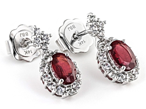 Pre-Owned Red Mahaleo™ Ruby Rhodium Over 14k White Gold Earrings 1.65ctw