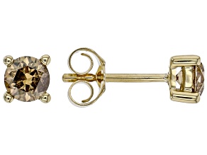 Pre-Owned Champagne Diamond 10K Yellow Gold Stud Earrings 0.75ctw