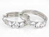 Pre-Owned White Cubic Zirconia Rhodium Over Sterling Silver Hoops 7.09ctw