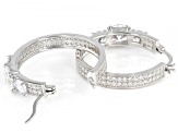 Pre-Owned White Cubic Zirconia Rhodium Over Sterling Silver Hoops 7.09ctw