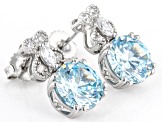 Pre-Owned Blue And White Cubic Zirconia Platinum Over Sterling Silver Earrings 12.30ctw