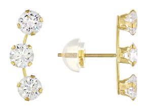 Pre-Owned White Cubic Zirconia 10k Yellow Gold Earrings 2.45ctw