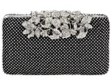Pre-Owned White Crystal Silver Tone Beaded Clutch
