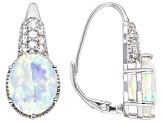 Pre-Owned White Ethiopian Opal Rhodium Over Sterling Silver Earrings 2.90ctw
