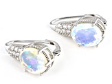 Pre-Owned White Ethiopian Opal Rhodium Over Sterling Silver Earrings 2.90ctw