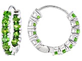 Pre-Owned Green Chrome Diopside Rhodium Over Sterling Silver Huggie Earring 1.62ctw