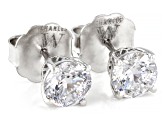 Pre-Owned White Cubic Zirconia Platinum Over Sterling Silver Love Cut 9th Anniversary Earrings 3.00c