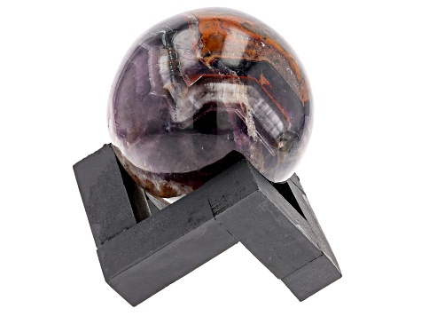 Pre-Owned Chevron Amethyst Decorative Sphere Appx 47-52mm with Stand