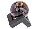 Pre-Owned Chevron Amethyst Decorative Sphere Appx 47-52mm with Stand