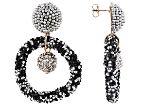 Pre-Owned Black & White Crystal Gold Tone Earrings