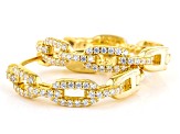 Pre-Owned White Cubic Zirconia 18k Yellow Gold Over Sterling Silver Paperclip Hoops 0.74ctw
