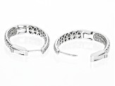 Pre-Owned White Lab Created Sapphire Rhodium Over Sterling Silver Inside/Outside Hoop Earrings 1.86c