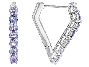 Picture of Pre-Owned Blue Tanzanite Rhodium Over Sterling Silver Earrings 3.00ctw