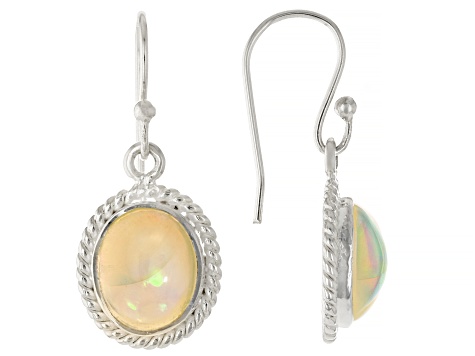 Pre-Owned Multicolor Ethiopian Opal Sterling Silver Dangle Earrings 3.40ctw