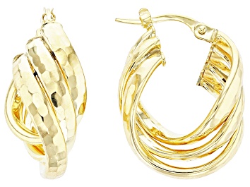 Picture of Pre-Owned 10k Yellow Gold Diamond-Cut Multi-Row Hoop Earrings