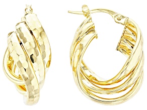 Pre-Owned 10k Yellow Gold Diamond-Cut Multi-Row Hoop Earrings