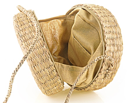 Pre-Owned Pacific Style™ Round Rattan Clutch Purse, 7.5" Round
