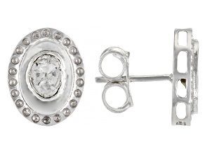 Pre-Owned Foil-Backed Polki Diamond Sterling Silver Stud Earrings