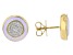 Pre-Owned White Diamond And Pastel Purple Enamel 14k Yellow Gold Over Sterling Silver Stud Earrings
