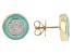 Pre-Owned White Diamond And Pastel Teal Enamel 14k Yellow Gold Over Sterling Silver Stud Earrings 0.