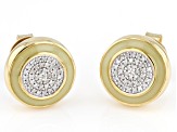 Pre-Owned White Diamond And Green Enamel 14k Yellow Gold Over Sterling Silver Stud Earrings 0.10ctw