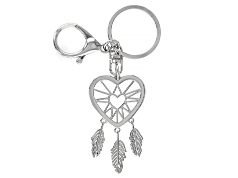 Pre-Owned Silver Tone Heart Key Chain