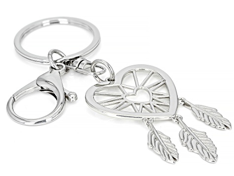 Pre-Owned Silver Tone Heart Key Chain