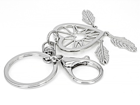 Pre-Owned Silver Tone Heart Key Chain