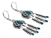 Pre-Owned Blue Turquoise Sterling Silver Eagle Feather Earrings