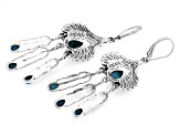 Pre-Owned Blue Turquoise Sterling Silver Eagle Feather Earrings