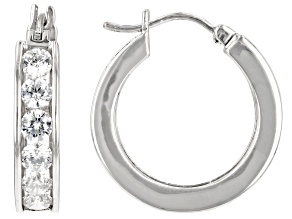 Pre-Owned White Cubic Zirconia Rhodium Over Sterling Silver Hoops 3.25ctw