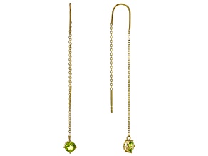 Pre-Owned Green Peridot 10k Yellow Gold Threader Earrings 0.77ctw