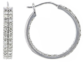 Picture of Pre-Owned White Diamond 10k White Gold Inside-Out Hoop Earrings 2.00ctw