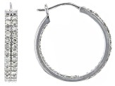 Pre-Owned White Diamond 10k White Gold Inside-Out Hoop Earrings 2.00ctw