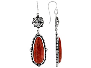 Pre-Owned Red Free-form Coral Sterling Silver Earrings