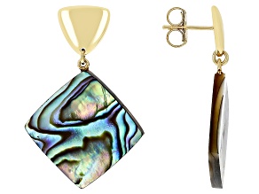 Pre-Owned Multi Color Abalone Shell 18k Yellow Gold Over Sterling Silver Earrings